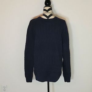 Mens Eco-friendly J Crew Re-Imagined navy cable knit sweater L